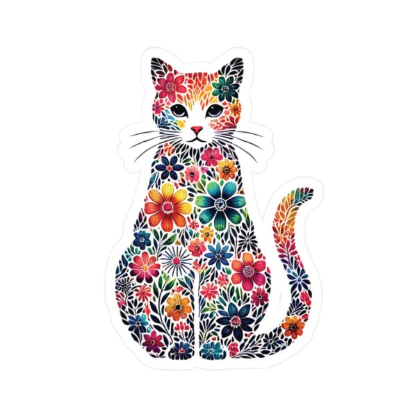 Water and scratch-resistant floral cat vinyl decal