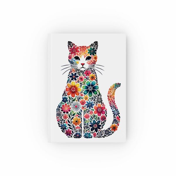 Front cover of Floral Cat Hard-Backed Journal featuring vibrant floral cat design