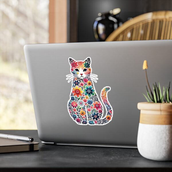 Floral Cat Vinyl Decal - Image 12