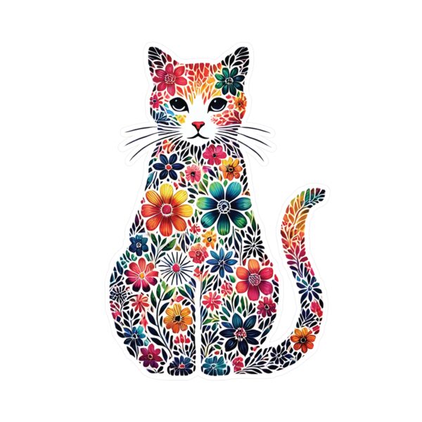 Floral Cat Vinyl Decal - Image 13