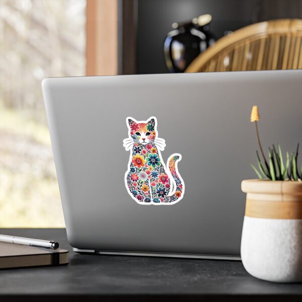 Floral Cat Vinyl Decal - Image 8