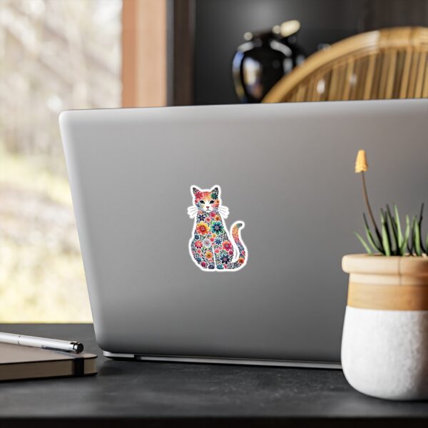 Floral Cat Vinyl Decal - Image 4