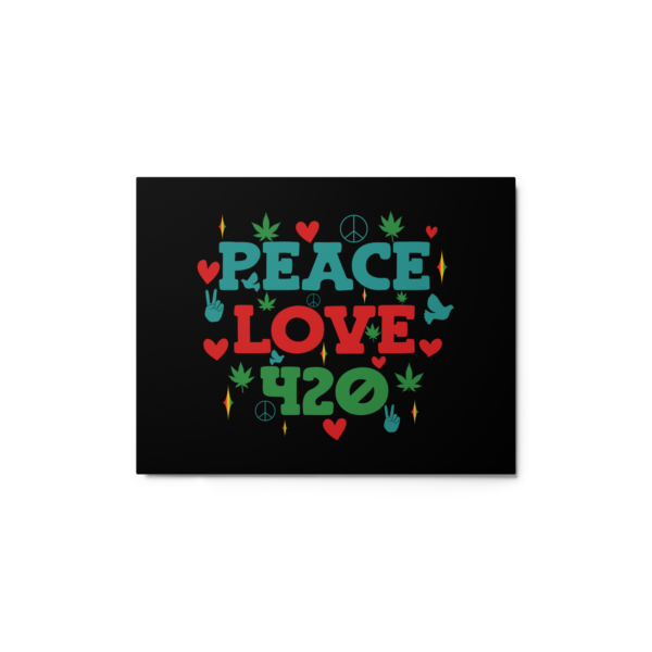 Peace Love Metal Print – Vibrant 420 Wall Art for Your Space - Image 2